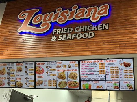 Louisiana famous fried chicken and seafood - GUMBO. $11.59. Pint Gumbo. $16.23. Quart Gumbo. BEVERAGES. $4.05. Soda. $5.79. Slushes. PASTA. $18.55. Shrimp Jambalaya. $17.39. Shrimp Alfredo. w/ 2 …